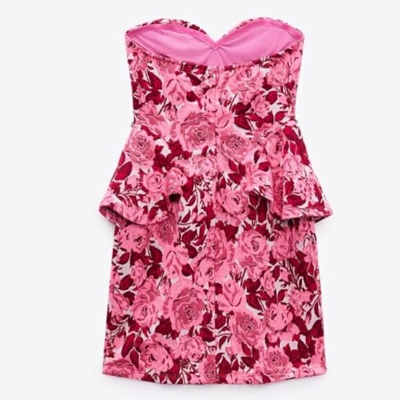 NEW ZARA Floral Jacquard Mini Dress - Picture 5 of 5